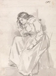 Estudio de una mujer sentada