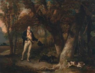 El reverendo Thomas Levett y los perros favoritos, tiro al gallo
