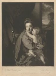 Caroline Curzon (de soltera Colyear), Lady Scarsdale, y su hijo, el Honorable John Curzon