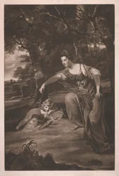 La duquesa de Manchester con su hijo George, vizconde Mandeville, como "Diana y Cupido".