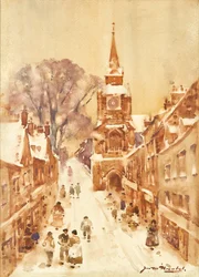 Escena de calle en invierno