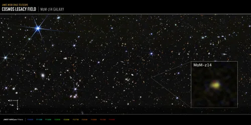 Galaxia MoM-z14 del campo COSMOS (imagen de la NIRCam)