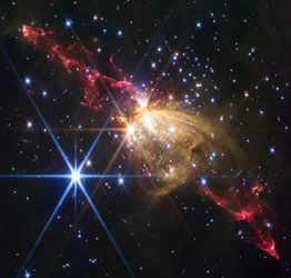 Chorro estelar en Sh2-284 (imagen de la NIRCam)