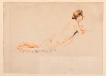 Desnudo femenino, descansando en la hierba