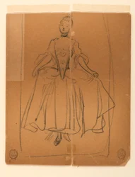 Boceto de mujer con traje de época