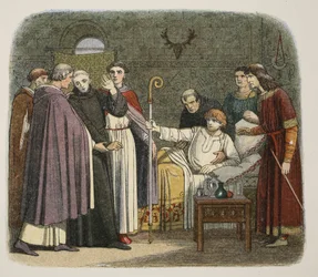 Anselmo nombrado arzobispo de Canterbury por Guillermo II, 1093, de Una crónica de Inglaterra BC 55 a AD 1485, pub. Londres, 1863