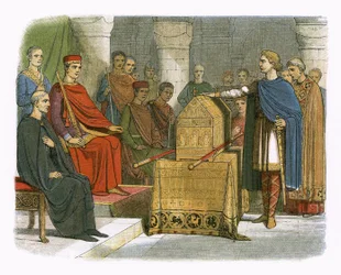 Harold jura fidelidad al duque Guillermo de Normandía