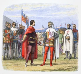 El Príncipe Negro obtiene por extorsión una amnistía de Pedro el Cruel, España, 1367, 1864