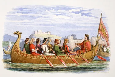 La barcaza de Edgar tripulada por ocho reyes en el Dee, 973, 1864