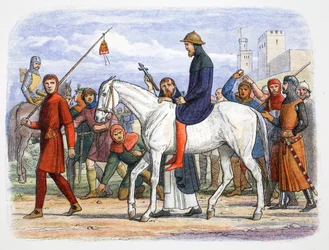 Thomas, Conde de Lancaster, siendo llevado a la ejecución, Pontefract, Yorkshire, 1322, 1864