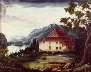 Cuartel general de Washington en Newburgh en el Hudson, c.1775