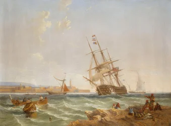 El gran puerto de Malta desde Corlandine Point