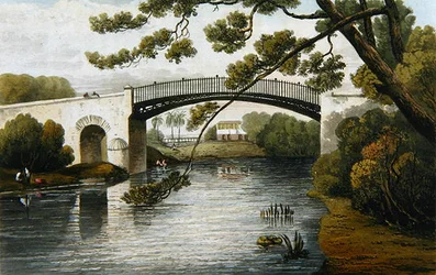 Puente sobre el Río Cobre, Spanish Town, de Un Tour Pintoresco de la Isla de Jamaica, grabado por J. Cartwright, 1824