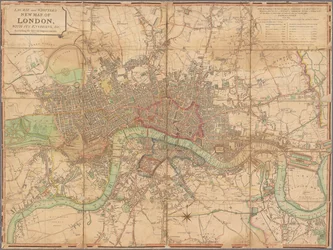 Nuevo mapa de Londres de Laurie y Whittle con sus alrededores, etc. Incluyendo las mejoras recientes