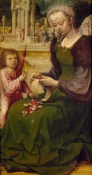 Santa Catalina, detalle de la tabla derecha del Tríptico de Malvagna, lado derecho