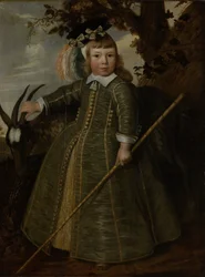 Retrato de un niño con un macho cabrío