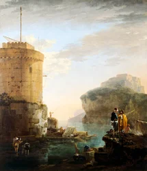 Escena portuaria (óleo sobre lienzo)
