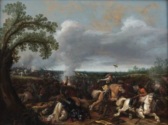 El rey Gustavo II Adolfo de Suecia en la batalla de Lützen el 16 de noviembre de 1632