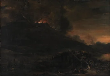 Erupción del Vesubio al anochecer