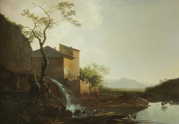 Paisaje con molino de agua