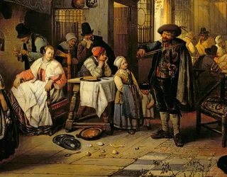 Interior de una taberna con un violinista ciego, 1844 (detalle)