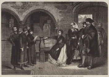 Lutero, cuando era corista, cantando himnos de puerta en puerta en Eisenach