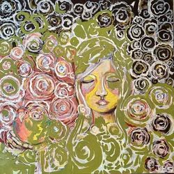 Girl With Parrott , 2024 (acrílico sobre lienzo)