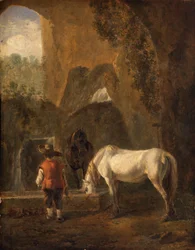Un caballo bebiendo