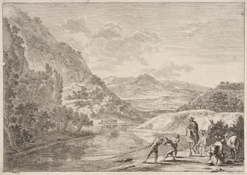 Pescadores junto al río Tíber, de la serie Vistas de Roma y sus alrededores