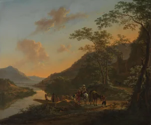 Paisaje italiano con ferry