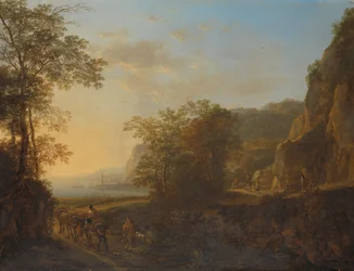 Paisaje italiano con vista al puerto