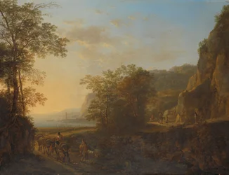 Paisaje italiano con vistas a un puerto