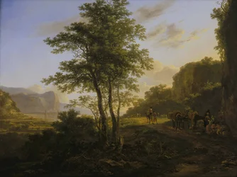 Paisaje a la italiana con viajeros