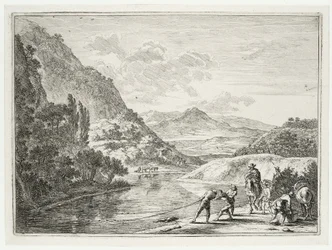 Pescadores en el Tíber Paisajes alrededor de Roma (título de la serie)