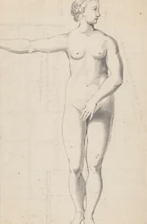 Estudios de desnudos de mujer y hombre.