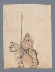 Bosquejo de un caballero a caballo