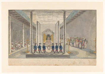 Delegación de VOC en una audiencia con el Rey Kandy, Sri Rajadi Raja Sinha