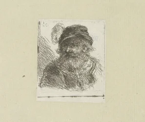 Bebaarde hombre pone pluimhoed The Compleat Work of Etchings de John Chalon / Oeuvre Complette des Eaux Fortes par Jean Chalon (título de la serie)