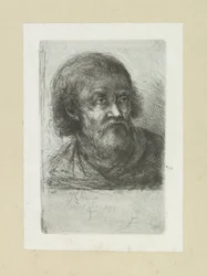 Bebaarde hombre, naar a la derecha The Compleat Work of Etchings de John Chalon / Oeuvre Complette des Eaux Fortes par Jean Chalon (título de la serie)