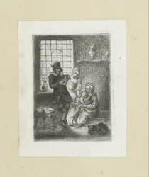 Interior pone een gezin The Compleat Work of Etchings de John Chalon / Oeuvre Complette des Eaux Fortes par Jean Chalon (título de la serie)