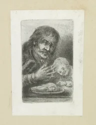 Hombre en especie aan de eettafel The Compleat Work of Etchings de John Chalon / Oeuvre Complette des Eaux Fortes par Jean Chalon (título de la serie)