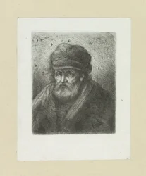 Oude man pone a baard en muts The Compleat Work of Etchings de John Chalon / Oeuvre Complette des Eaux Fortes par Jean Chalon (título de la serie)