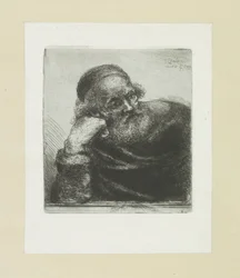 Anciano apoyado en su brazo derecho The Compleat Work of Etchings de John Chalon / Oeuvre Complette des Eaux Fortes de Jean Chalon (título de la serie)