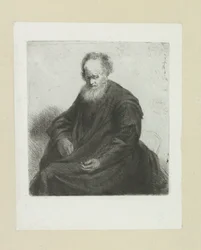Zittende oude hombre con abrigo lange The Compleat Work of Etchings de John Chalon / Oeuvre Complette des Eaux Fortes par Jean Chalon (título de la serie)