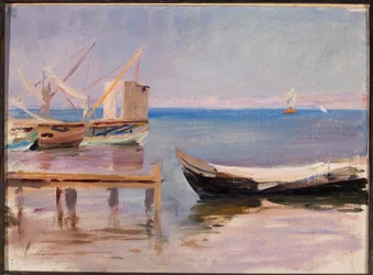 Barcas junto a la orilla. De un viaje a Constantinopla