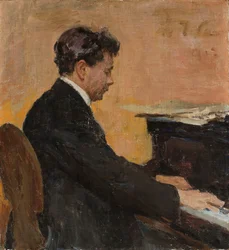 Retrato de Józef Hofmann al piano