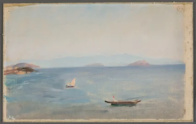 Vista de la costa montañosa junto al mar. De un viaje a Constantinopla