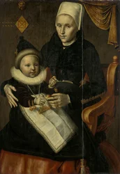 Madre e hijo en traje de Holanda del Norte