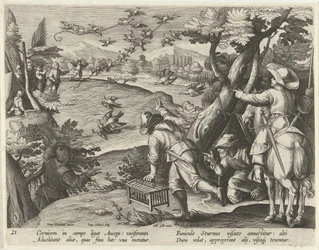 Jacht op kraaien en spreeuwen Jachttaferelen (título de la serie) La caza de animales salvajes, aves y peces en el Bestiario (título de la serie)