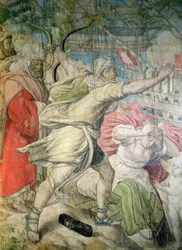 Campaña de Carlos V contra los turcos, detalle de un arquero de La captura de La Goleta, 1535 (detalle)
